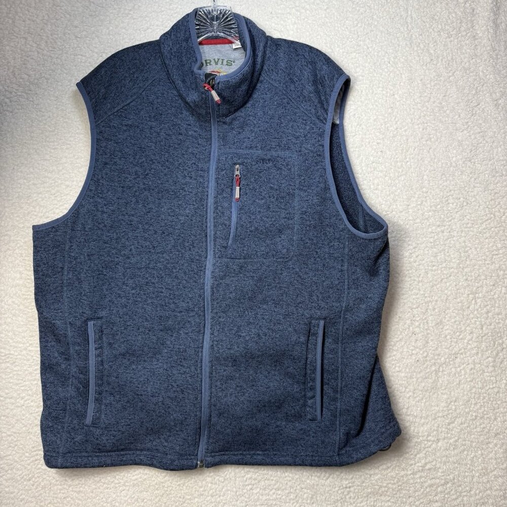 Orvis Vest Mens XXL‎ Midnight Blue Full Zip Knit Fleece Hiking Fishing Outdoor